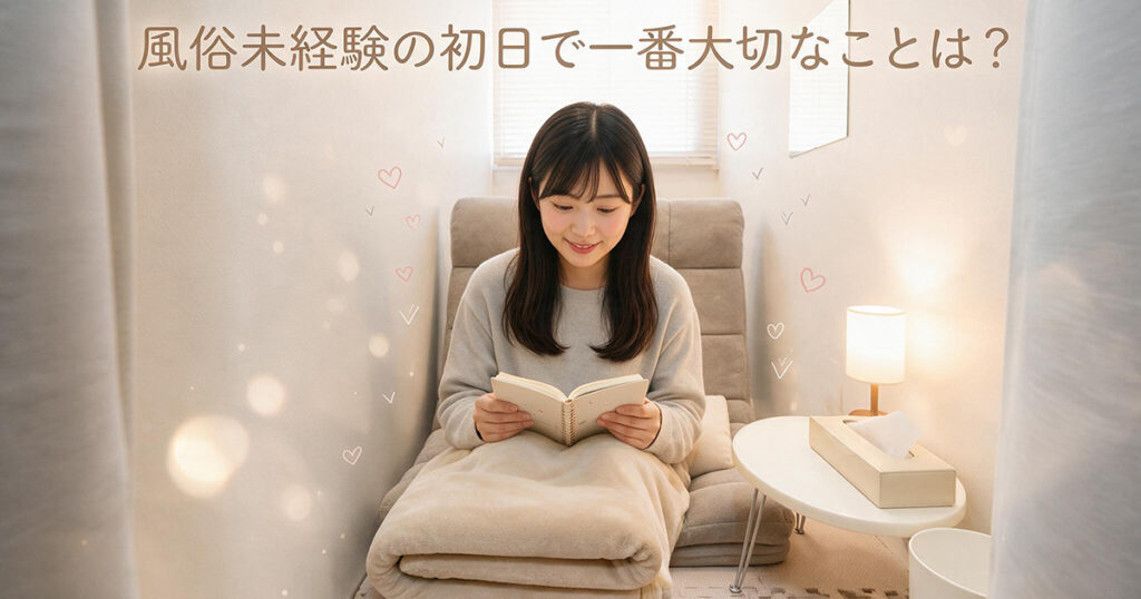初出勤を振り返り少し自信を持った未経験女性のイラスト