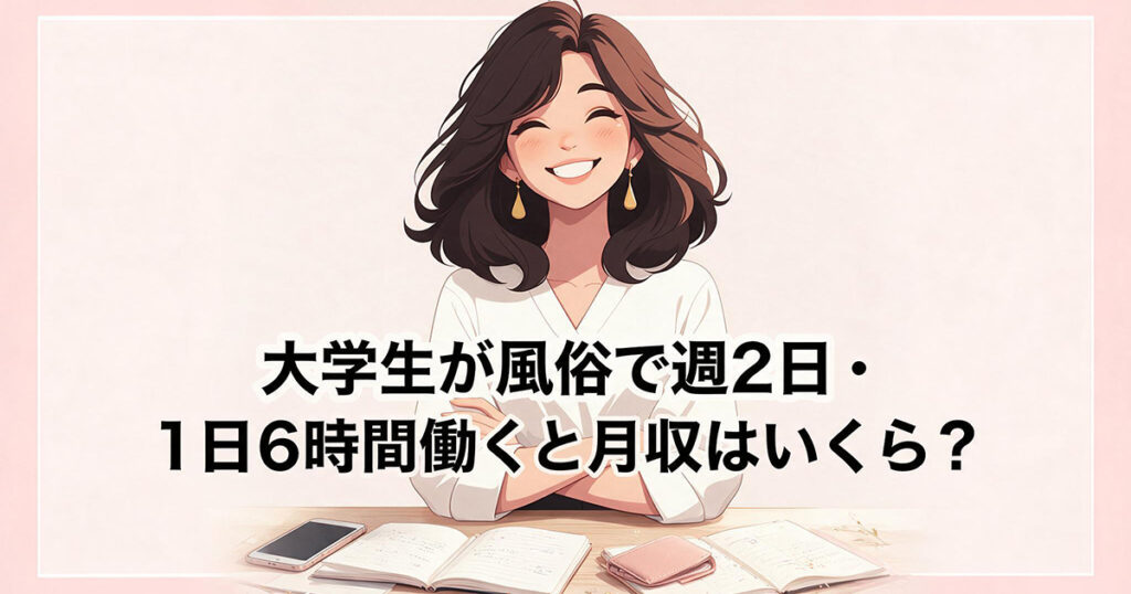大学生の週2勤務と月収のイラスト