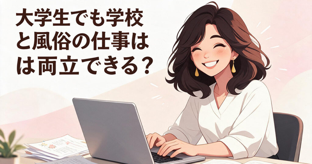大学生活と仕事の両立を描くイラスト