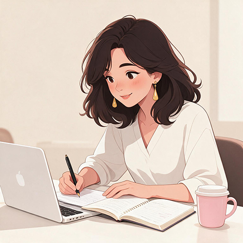 待機中に課題を進めるイラスト
