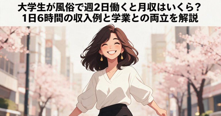 大学生が風俗で週2日働くと月収はいくら？1日6時間の収入例と学業との両立を解説