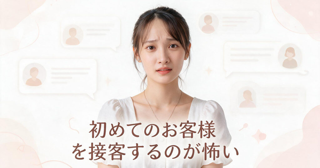 初めてのお客様との接客に緊張する女性