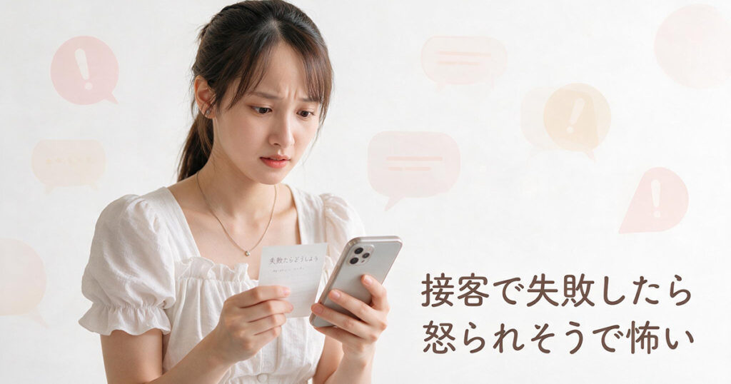 接客で失敗しないか不安を感じる女性