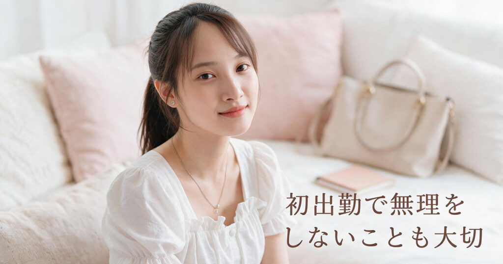 初出勤前の準備を進める女性