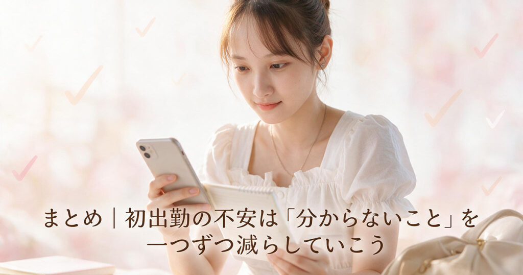 初出勤の不安が整理され安心した女性