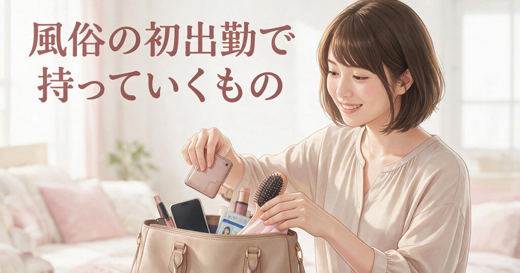バッグに初出勤の持ち物を準備する女性