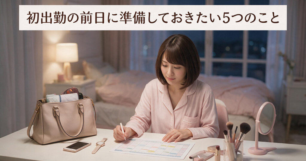 初出勤前日に持ち物と予定を確認する女性
