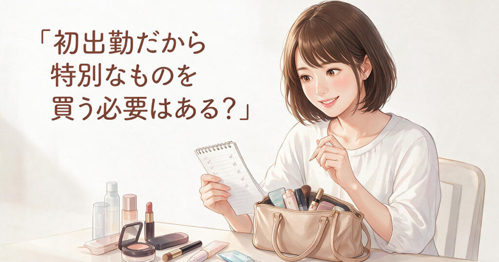 初出勤に必要な購入品を確認する女性