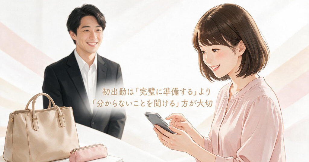 初出勤についてスタッフへ相談する未経験女性