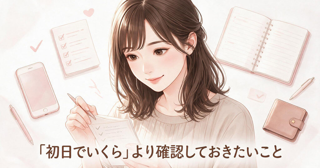 初出勤前に確認事項を整理する女性