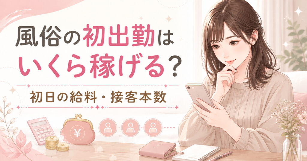 風俗の初出勤はいくら稼げる？初日の給料・接客本数を未経験女性向けに解説