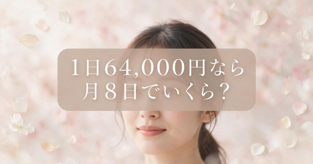 1日64000円を月8日勤務した場合の月収