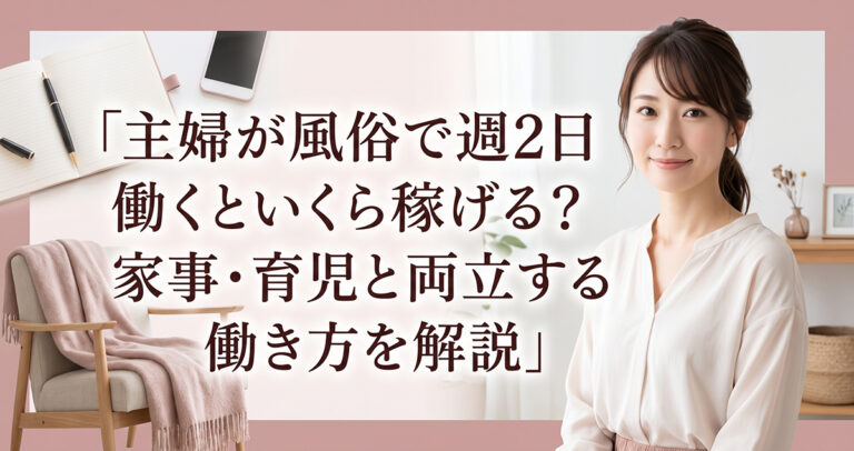主婦が風俗で週2日働くといくら稼げる？家事・育児と両立する働き方を解説