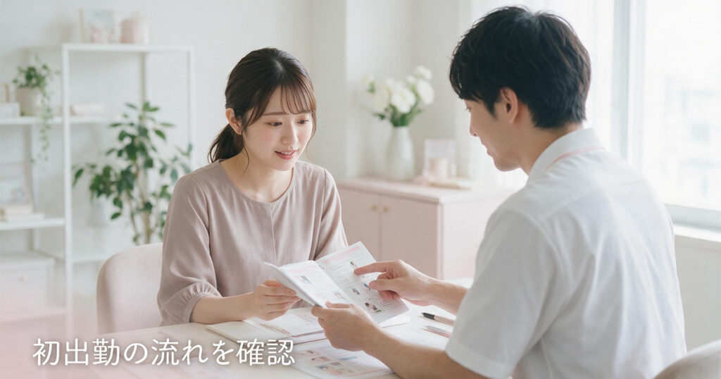 仕事の流れを聞く女性