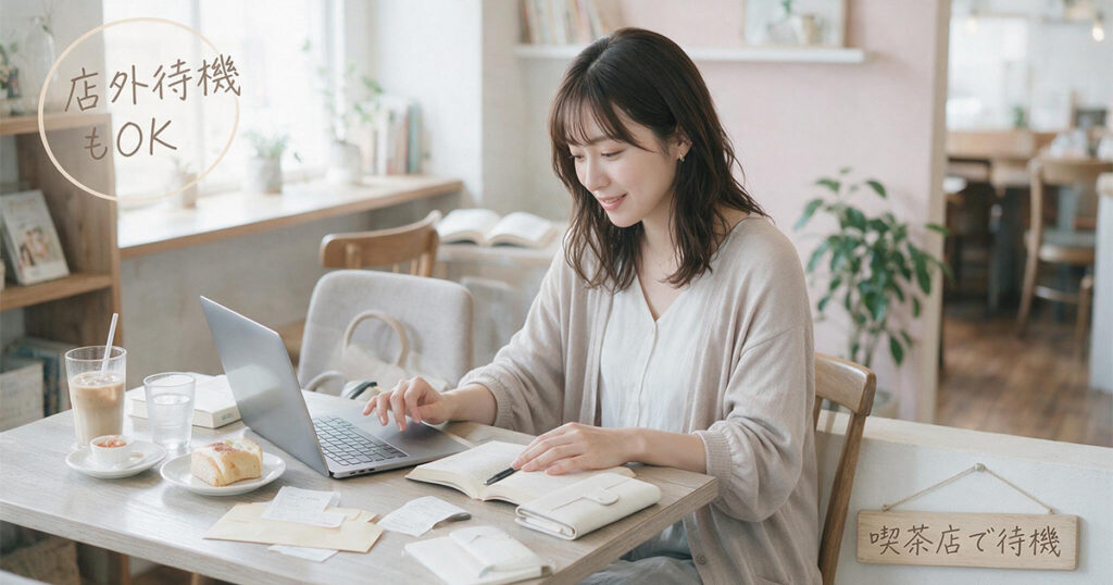 店外待機をする女性