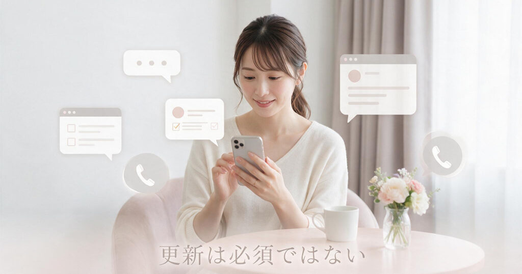 投稿内容を確認する女性