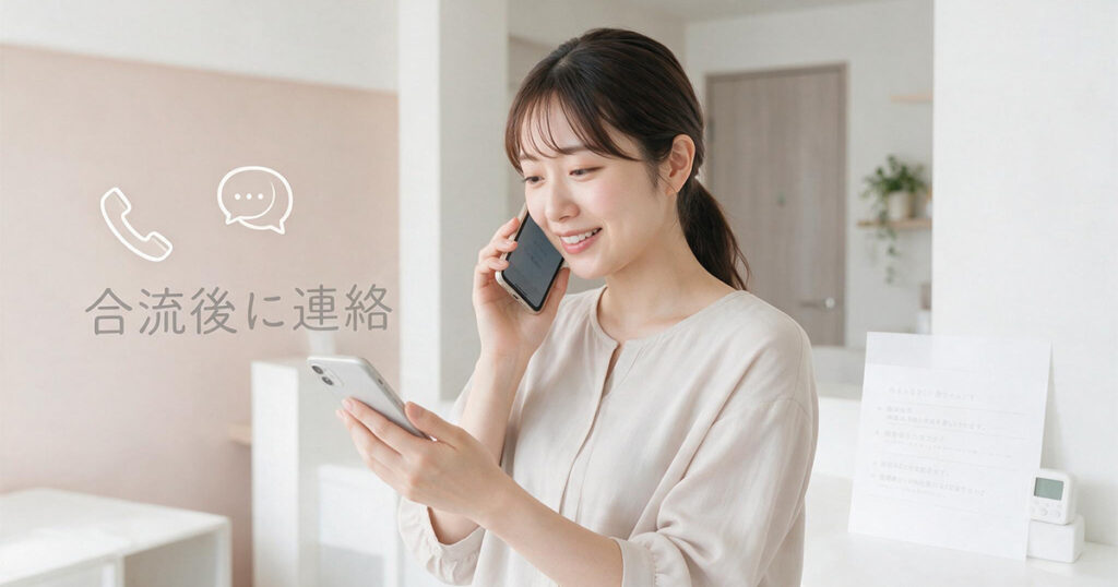 店舗へ連絡する女性