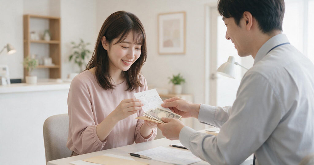 給与を確認する女性