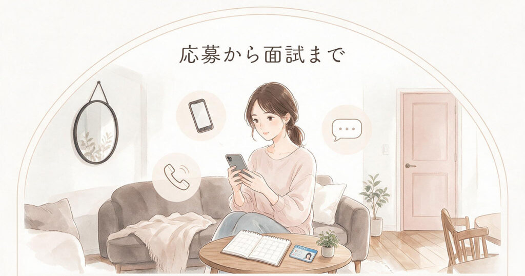 応募の流れを確認する女性