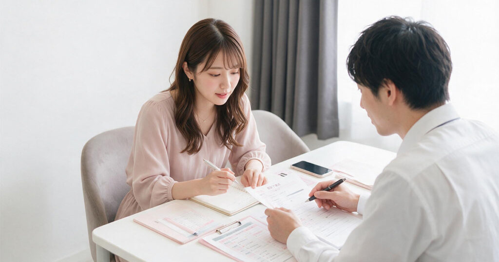 面接内容を確認する女性