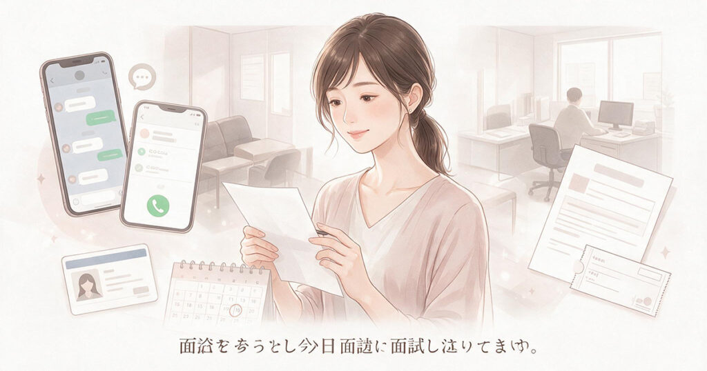 面接当日の流れを確認する女性