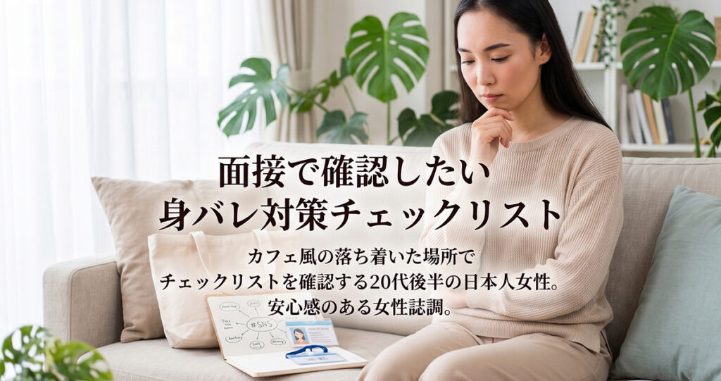 面接前に身バレ対策を確認する女性