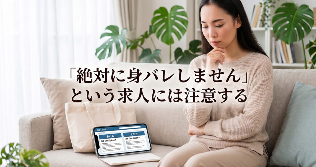 風俗求人の身バレ対策を確認する女性