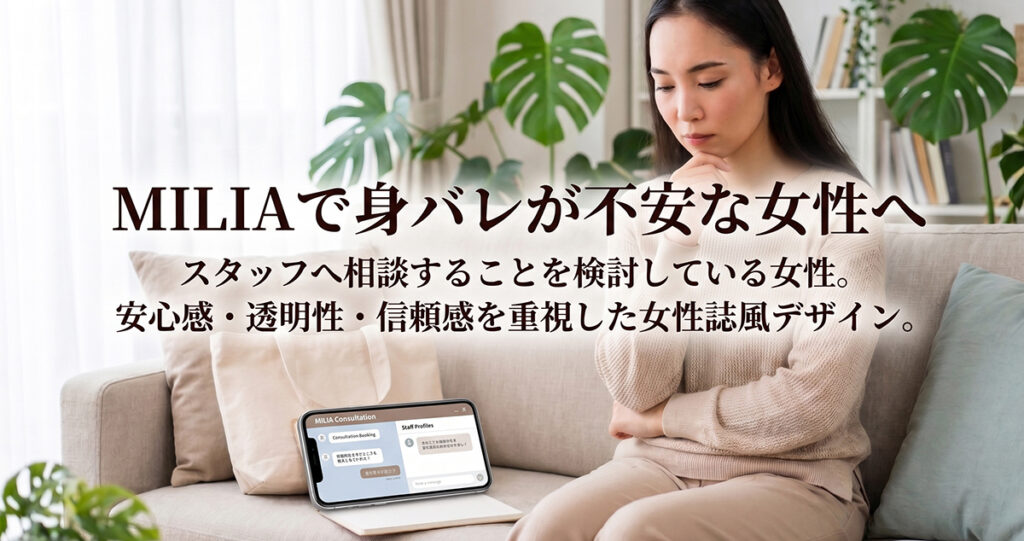 MILIAでプライバシーについて確認する女性