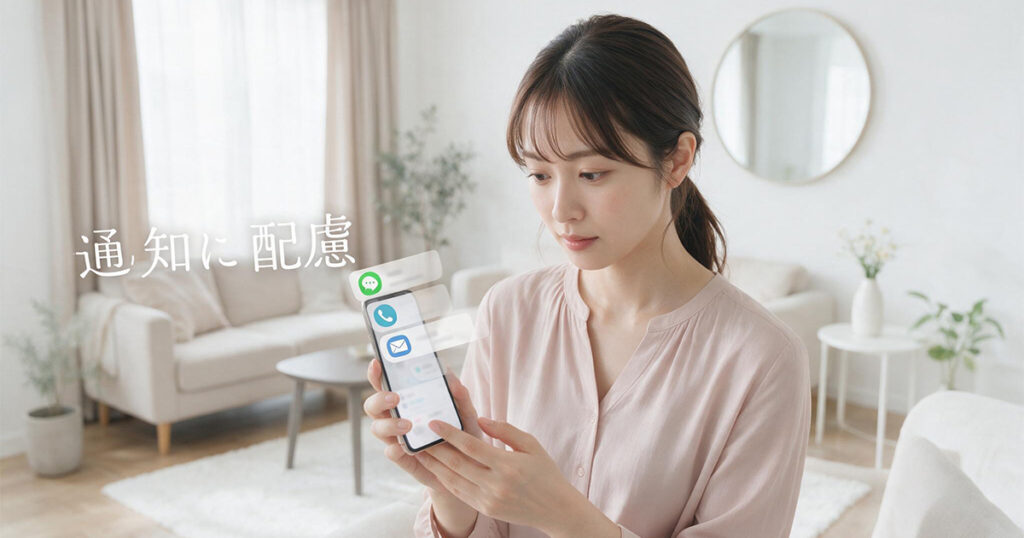 連絡方法を確認する女性