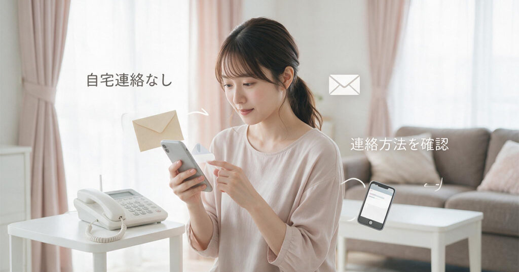 連絡方法を確認する女性