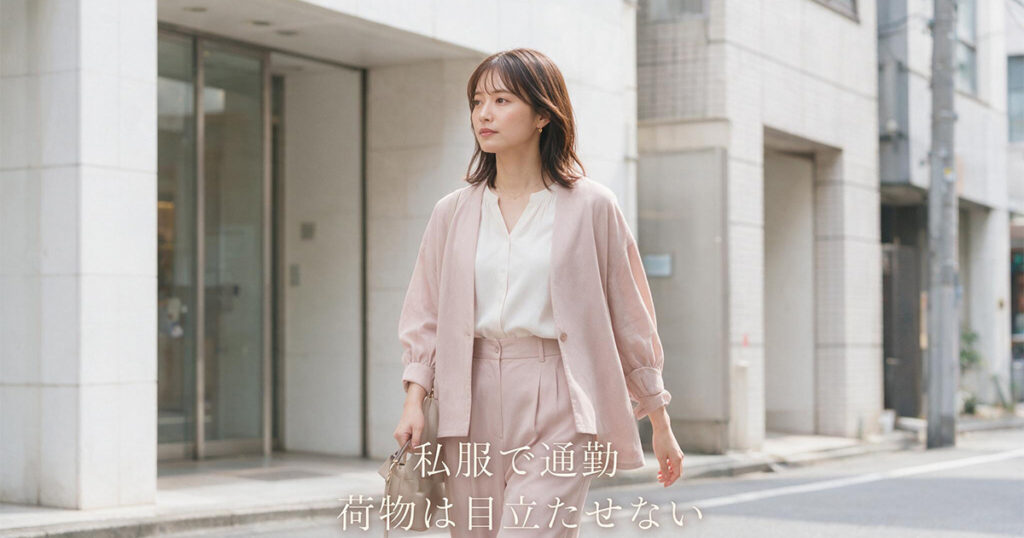 私服で通勤する女性