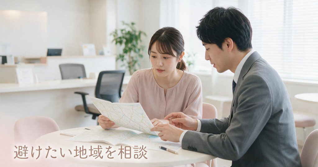 接客エリアを相談する女性
