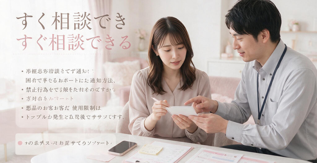 安全対策を確認する女性
