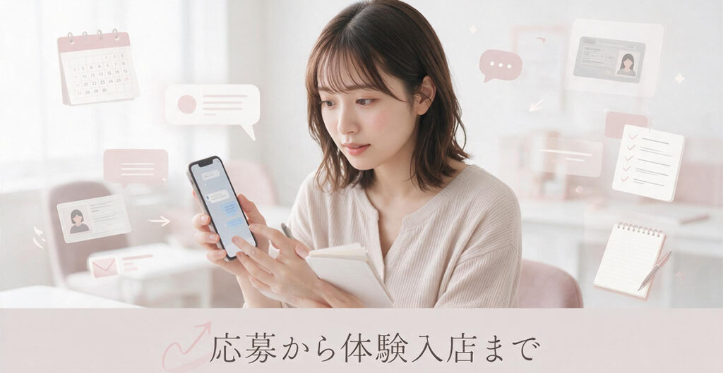 応募の流れを確認する女性
