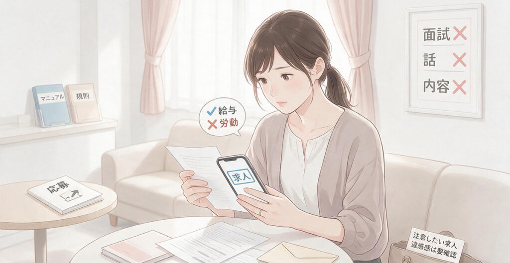 求人内容を確認する女性
