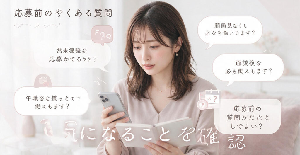 応募前の疑問を確認する女性