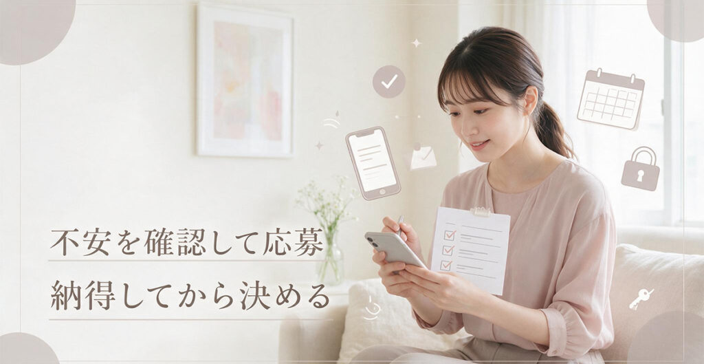 応募前の確認をする女性