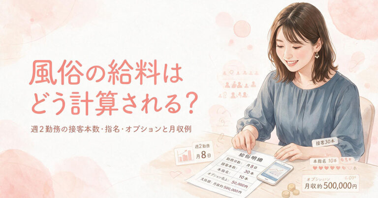 風俗の給料はどう計算される？週2勤務の接客本数・指名・オプションと月収例