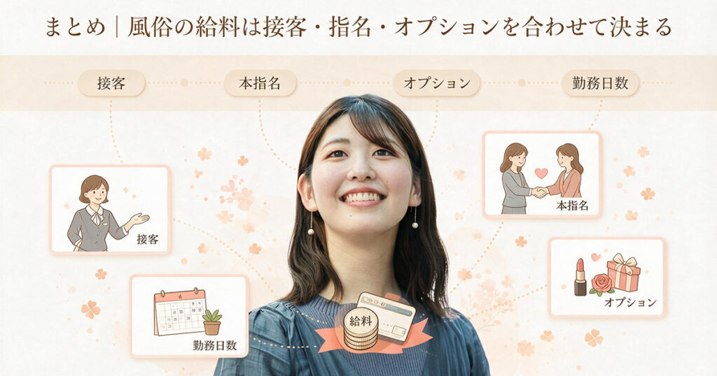 まとめ｜風俗の給料は接客・指名・オプションを合わせて決まる
