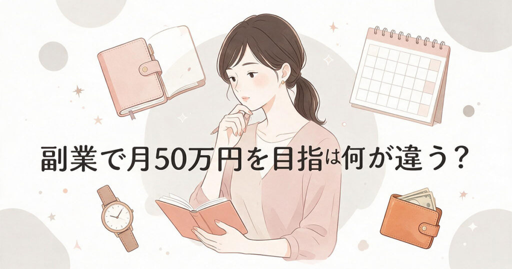 副業で月50万円を考える女性