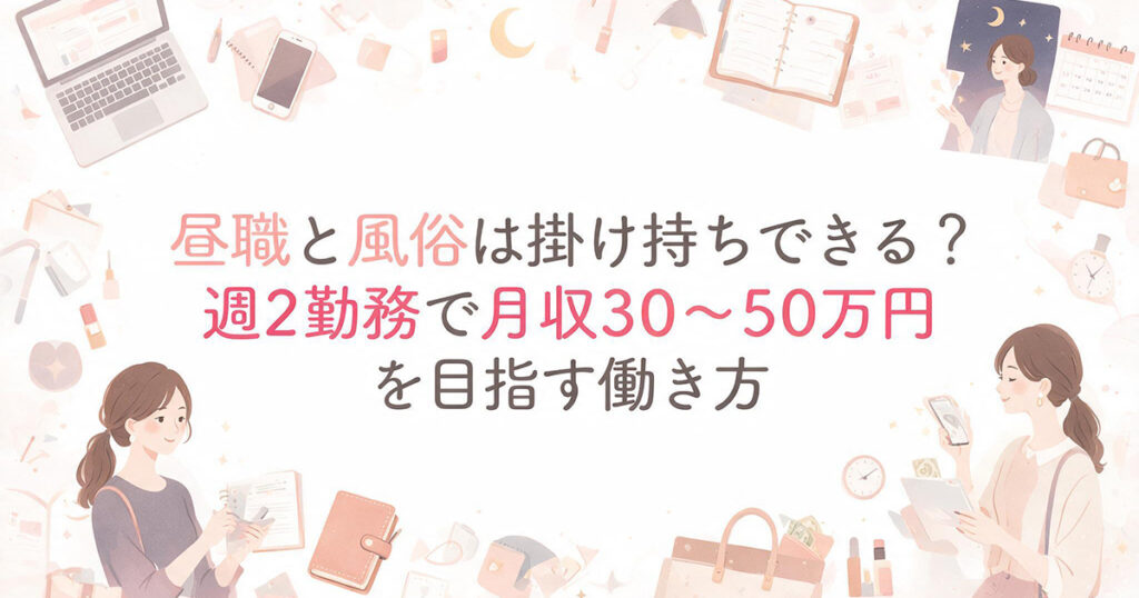 昼職と風俗は掛け持ちできる？週2勤務で月収30〜50万円を目指す働き方
