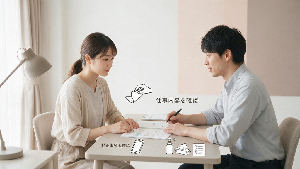 仕事内容を確認する女性