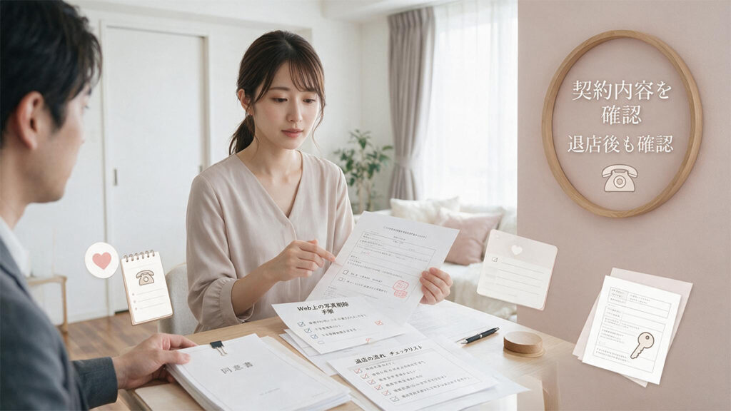 契約内容を確認する女性