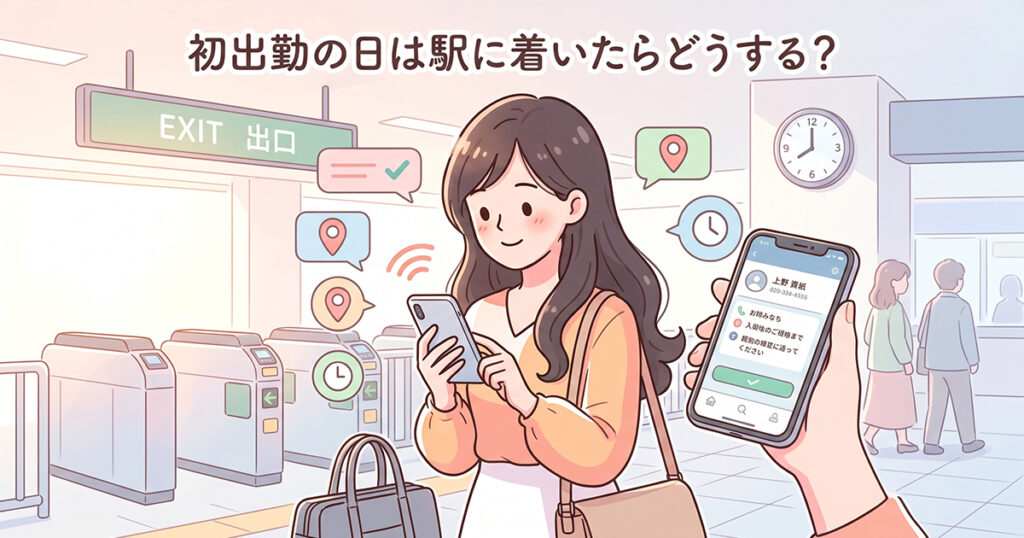 駅に着いてからの行動を確認する女性