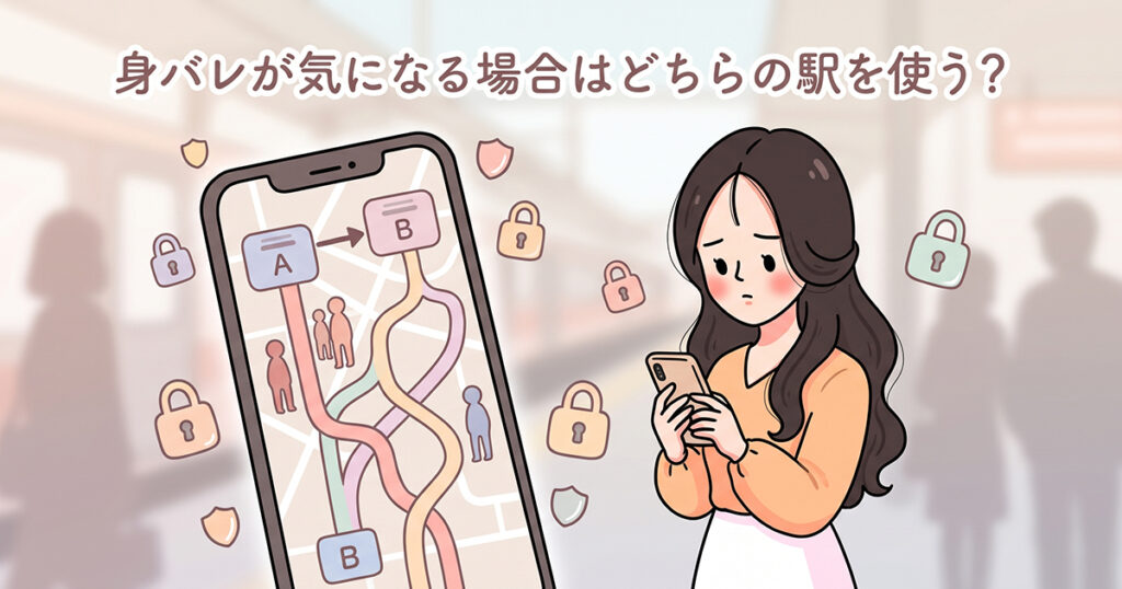 身バレを気にして通勤ルートを確認する女性