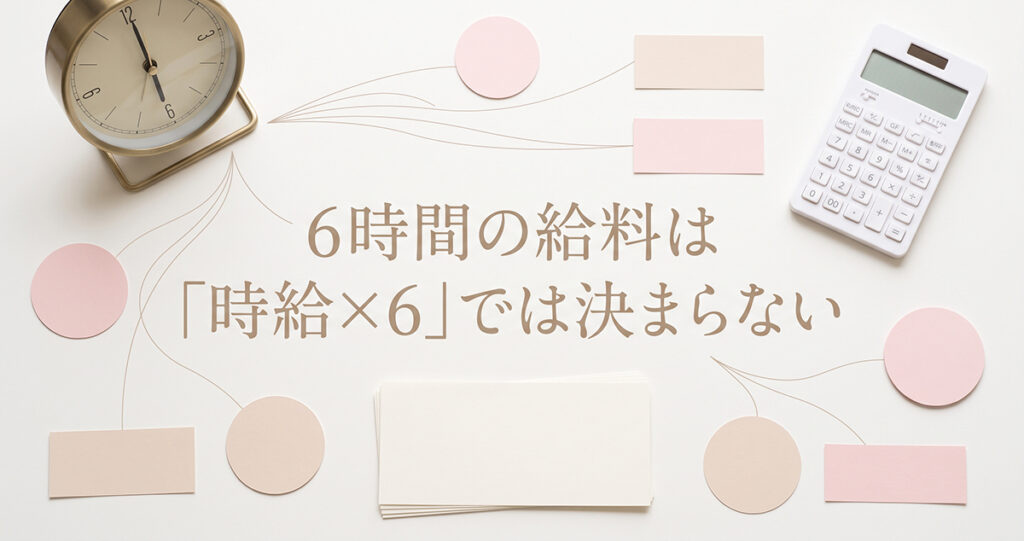 時給制とは異なる6時間の給料計算のイメージ