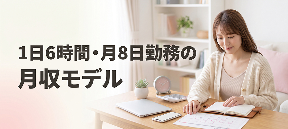 1日6時間・月8日の勤務を計画する女性