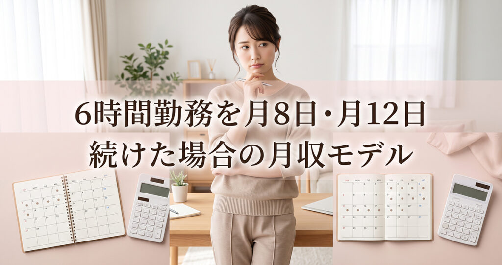 6時間勤務を月8日と月12日で比較する女性