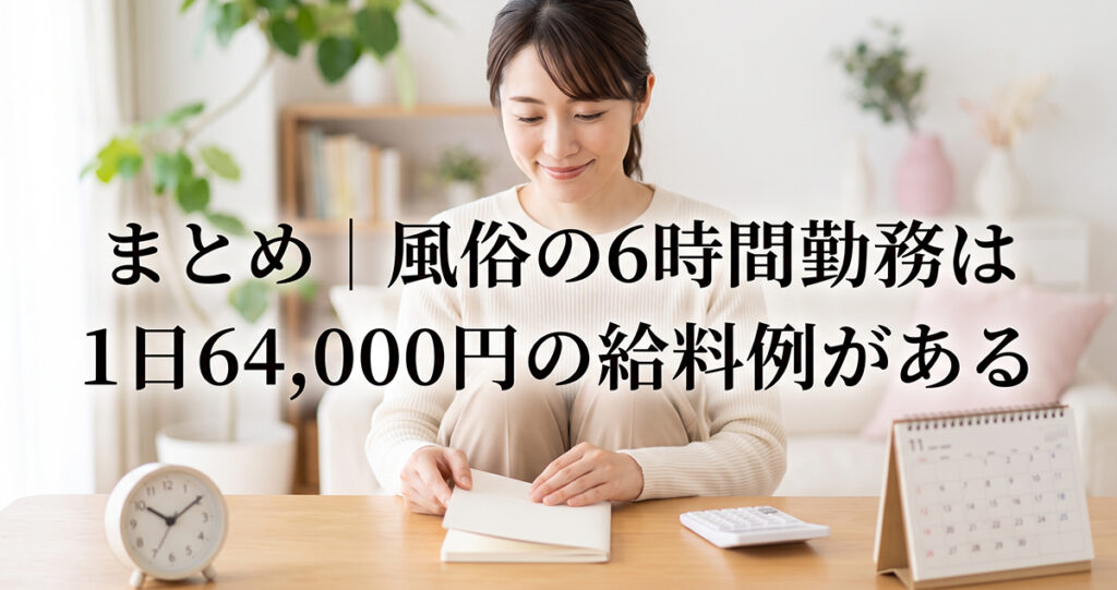 6時間勤務の収入例を確認して予定を考える女性