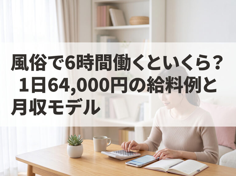 風俗で6時間働くといくら？1日64,000円の給料例と月収モデル